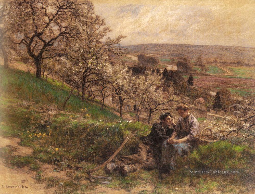 Avril scènes rurales paysan Léon Augustin Lhermitte Peintures à l'huile